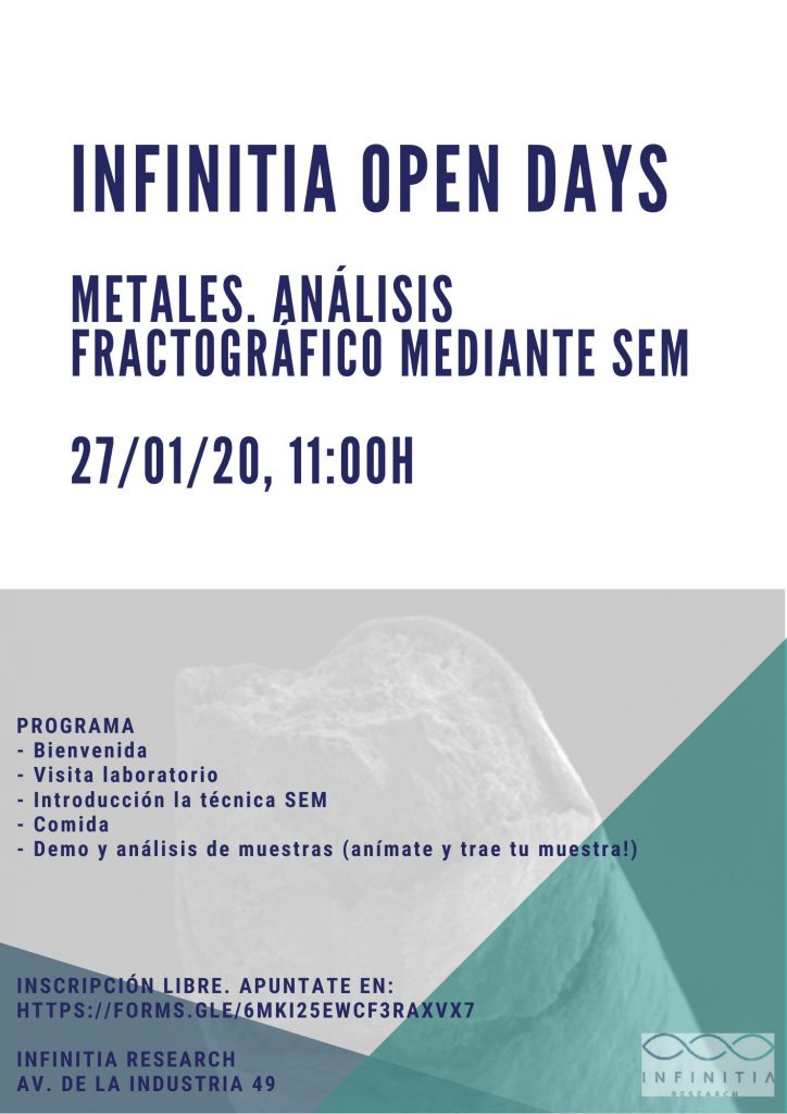 INFINITIA OPEN DAYS. ANÁLISIS FRACTOGRÁFICO MEDIANTE SEM DE POLÍMEROS/METALES INFINITIA OPEN DAYS. ANÁLISIS FRACTOGRÁFICO MEDIANTE SEM DE POLÍMEROS/METALES