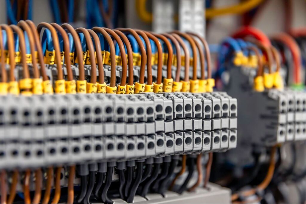 Detalle de cableado en componente eléctrico industrial donde se detectaron residuos asociados a posibles fallos eléctricos.