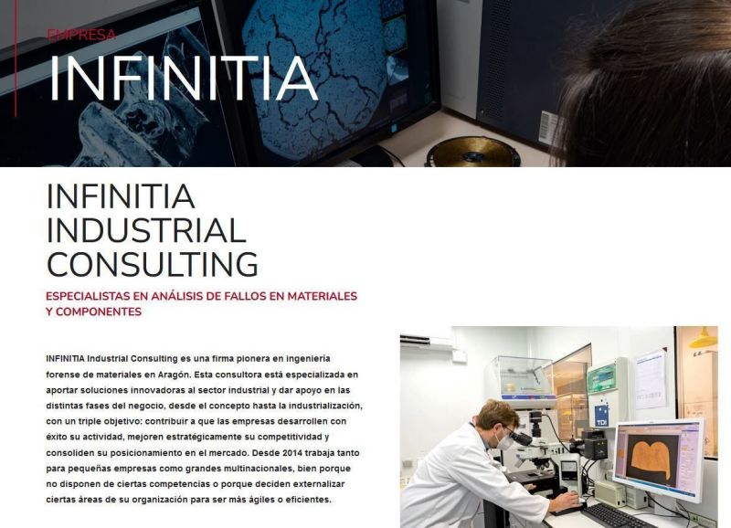 EMPRESA INFINITIA INDUSTRIAL CONSULTING. ESPECIALISTAS EN ANÁLISIS DE FALLOS EN MATERIALES Y COMPONENTES EMPRESA INFINITIA INDUSTRIAL CONSULTING. ESPECIALISTAS EN ANÁLISIS DE FALLOS EN MATERIALES Y COMPONENTES