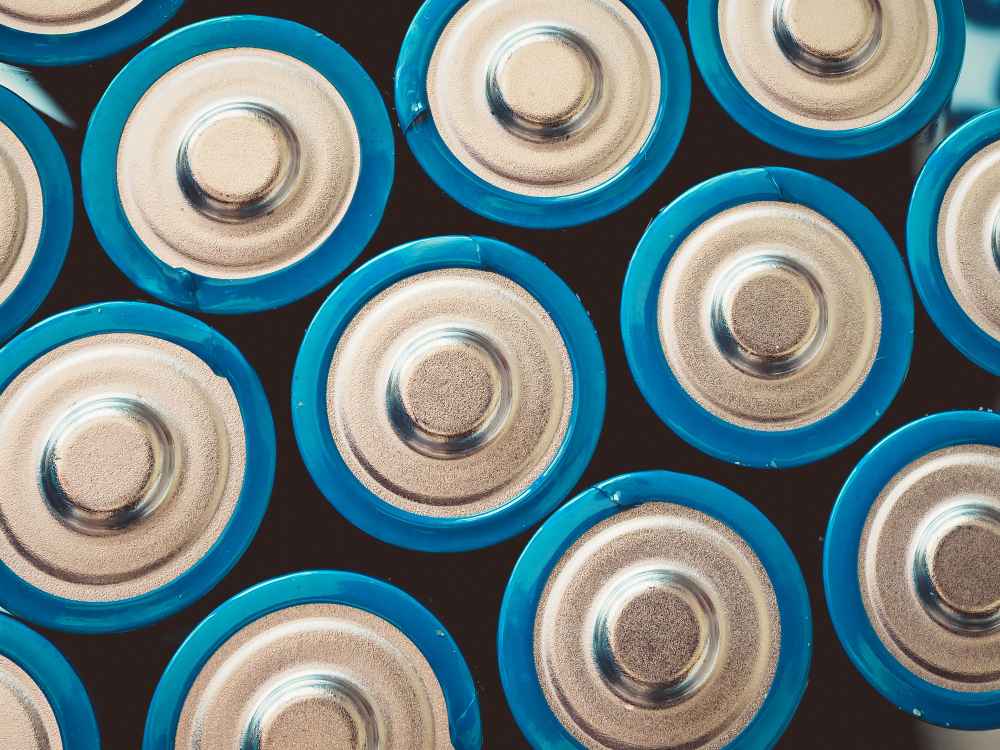 Close-up of lithium battery cells used in industrial systems and energy storage applications