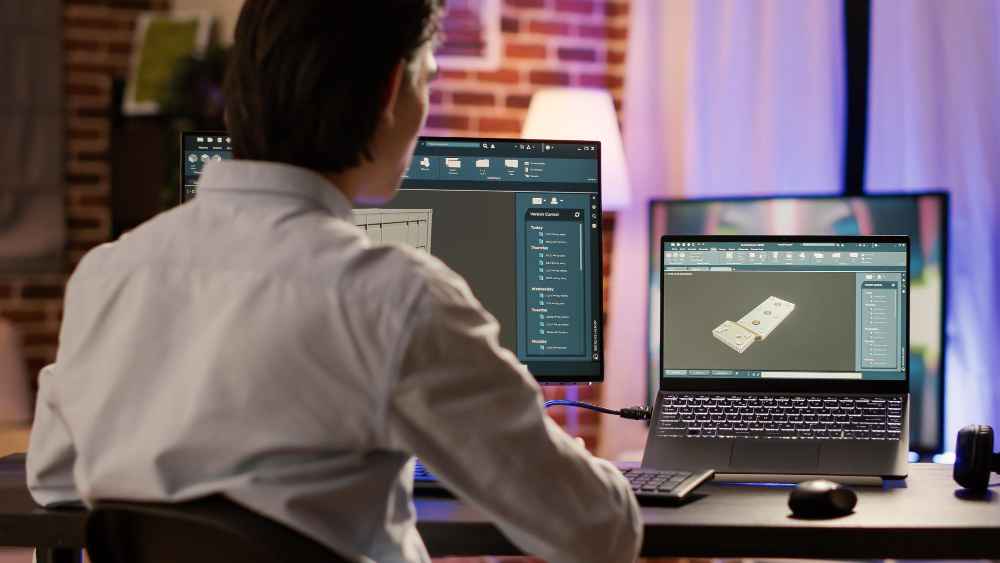 How to select a material for an industrial application Engineer working with CAD software to analyze design and select materials for an industrial component