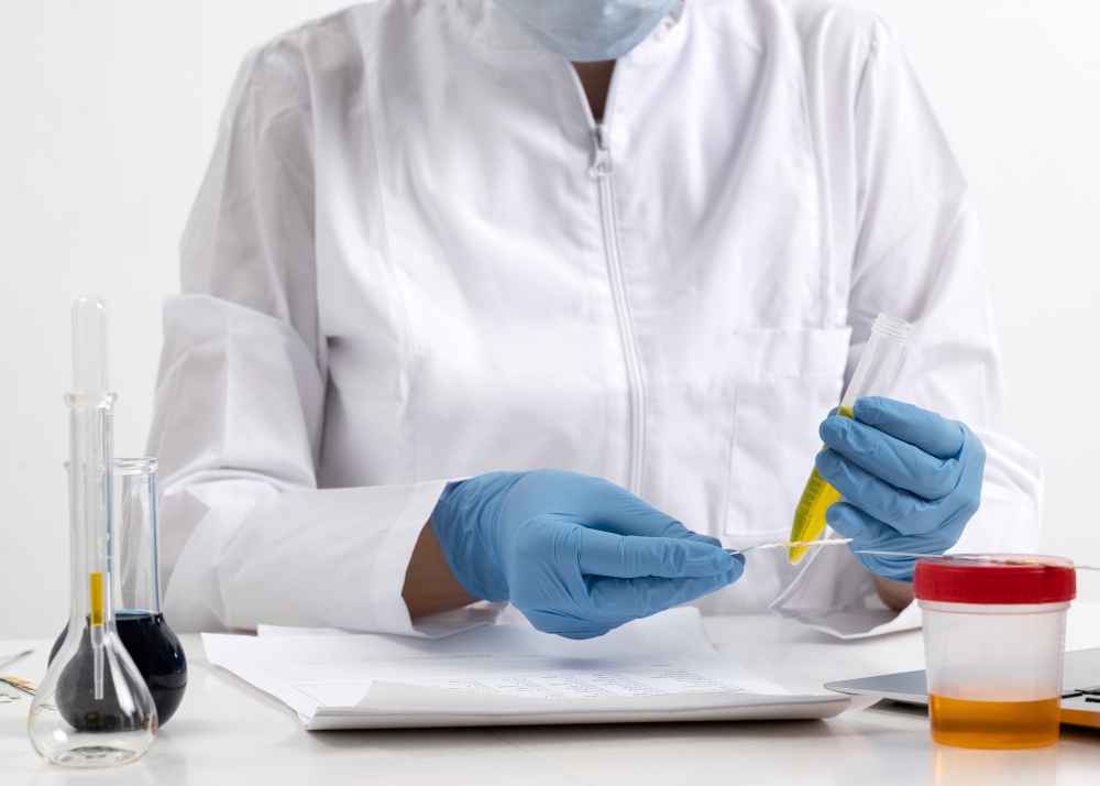 Técnico realizando análisis químico en laboratorio para identificar la composición de un material
